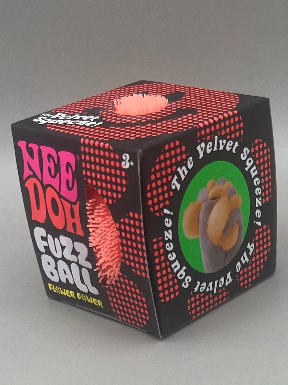 Authentic NEEDOH Fuzz Ball Flower Power ORANGE 🧡 The Velvet Squeeze Squishy NEW
